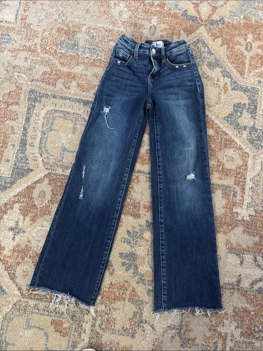 BKE Dark Blue Distressed YOUTH Wide Leg Jeans